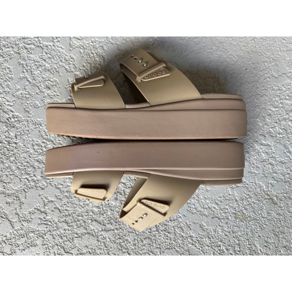 Crocs LiteRide Tan Double Strap Platform Sandals Womens Size 10 - Picture 3 of 10